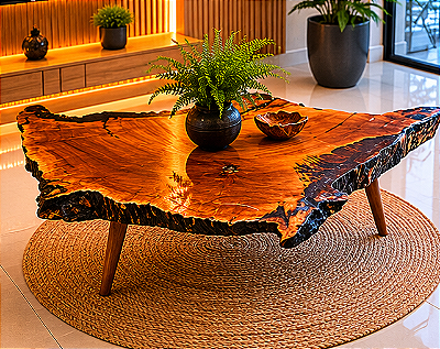 Mesa de Centro Rústica em Madeira Imbuia – Elegância Natural!