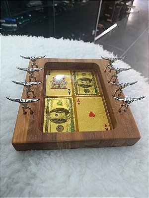 PETISQUEIRA MADEIRA RESINADA COM CARTAS
