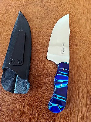 🔥 FACA CHEF 6 POLEGADAS, CABO EM ACRILICO AZUL