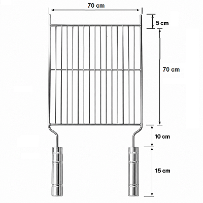 Grelha grande aramada com reforço medida 70x70 ERC INOX