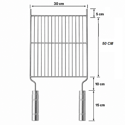 Grelha aramada com reforço medida 30x50 ERC INOx