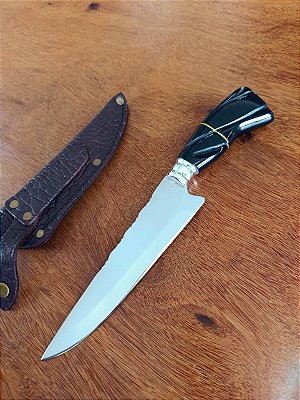 FACA ARTESANAL INOX CIRURGICO 7" CABO EM resina preta