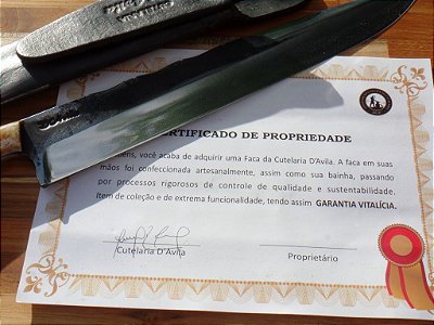 Faca Gaucha Laminada em Aço Carbono 5160 Cabo D´Avila 10” lamina larga bruta, cabo em Osso Bovino.