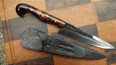 Faca Gaucha Laminada em Aço Carbono 5160 Cabo Sorocabano 6”, híbrido em resina e madeira de Guajuvira, brut forj.