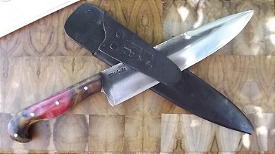 Faca Gaucha Laminada em Aço Carbono 5160 Cabo Sorocabano 8”, Hibrido em madeira  e resina,acabamento bruto.