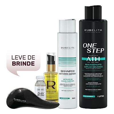 Kit Progressiva One Step 1L + Shampoo Antirresíduo + Brindes (Ampola Day By Day, Escova Anti-Frizz, Resistent Oil 60ml)