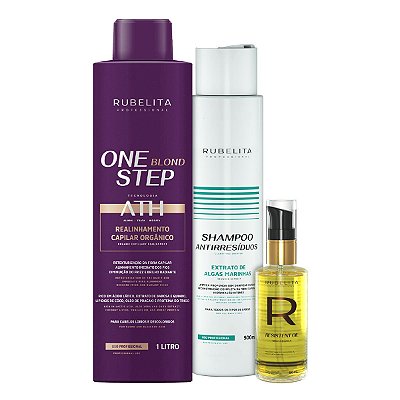 Kit Progressiva One Step Blond 1L + Shampoo Antirresíduo + Resistent Oil 60ml