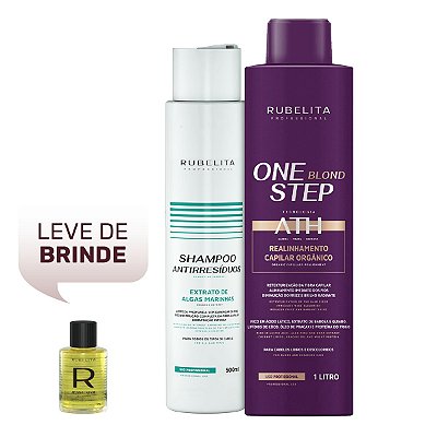 Kit Progressiva One Step Blond 1L + Shampoo Antirresíduo + Brinde Resistent Oil 7ml