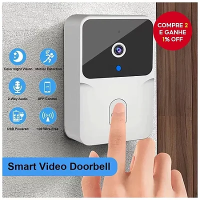 Campainha Inteligente Tuya WiFi com Câmera HD Sem Fio e Alarme IR para Segurança em Casa, Intercomunicador WiFi.