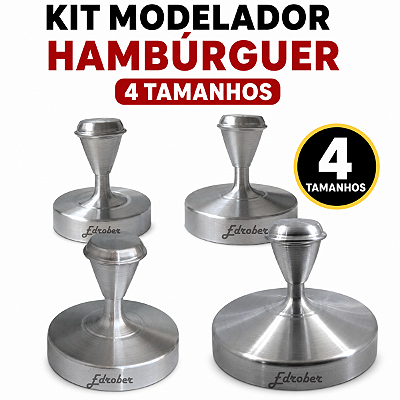 Kit Modelador de Hambúrguer com 4 Tamanhos + Prensador Profissional