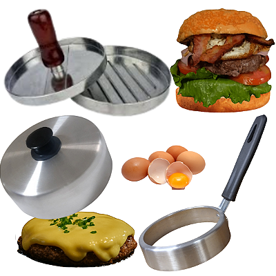 Kit Forma Molde Fazer Hamburguer Caseiro Artesanal Prensa Chapa