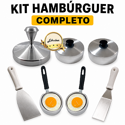 Kit Hambúrguer Completo Modelador Abafador Espátulas Ovo