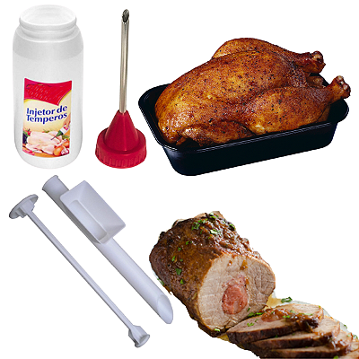Injetor de Temperos e Recheador para Carnes, Frango e Kafta