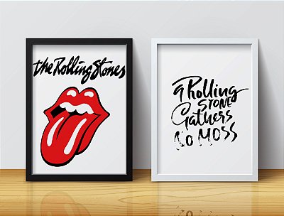 Kit 2 Quadros Decorativos Temático Rock "The Rolling Stones" 