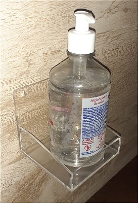 SUPORTE EM ACRILICO PARA ALCOOL EM GEL