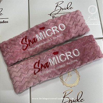 Faixa de Cabelo Rosé Com textura com logomarca personalizada Bordada