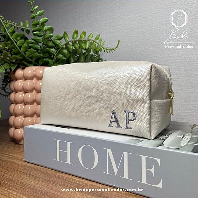 Nécessaire Personalizada Box Pérola Com inicial bordada