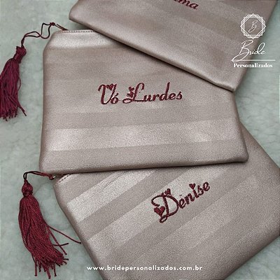 Nécessaire Listrada Rosé Personalizada Com Nome bordado