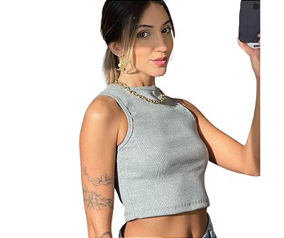 Cropped Regata Cinza