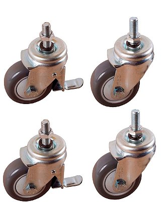 Kit Rodizio para Rack com 04 Rodas (2 com travas)