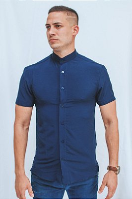 Camisa de botao gola padre Clearance