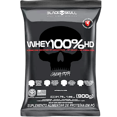 100% Whey Hd Refil 900g Black Skull