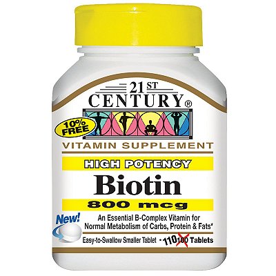 Biotina 800mcg 110 Tabletes 21st Century