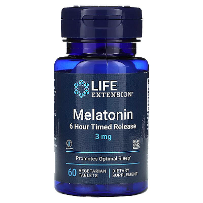 Melatonina 3mg Liberação Lenta 6 Horas 60 Caps Life Extension