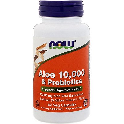 Aloe 10.000 e Probióticos 60 Caps Now Foods