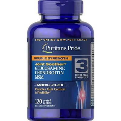 Glucosamina e Condroitina com MSM Double Strenght 120 Cápsulas Puritan's Pride