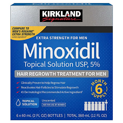 Minoxidil Kirkland 5% Barba e Cabelo para 6 Meses