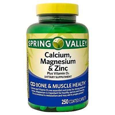Calcio, Magnésio, Zinco e Vitamina d3 250 Tabletes Spring Valley