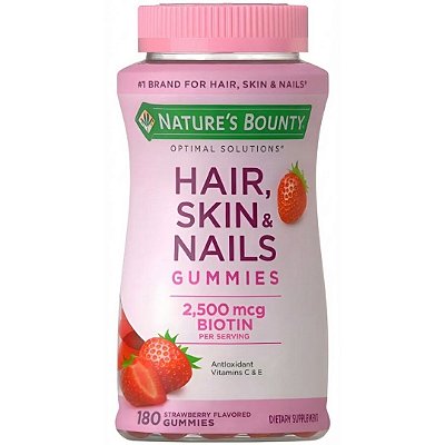 Hair Skin Nails Crescer Cabelo Unhas Biotina 2500mg, 180 Gomas Natures Bounty