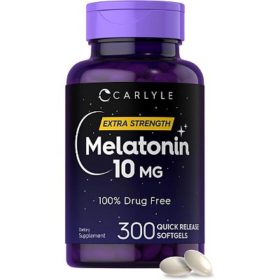 Melatonina 10mg 300 Softgels Liberação Rápida Carlyle