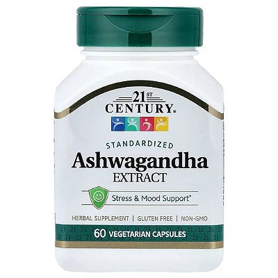 Extrato de Ashwagandha 60 Cápsulas 500mg 21st Century
