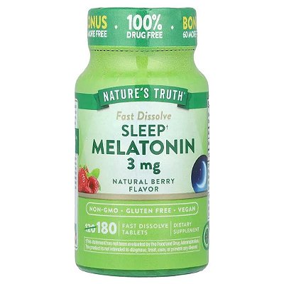 Melatonina 3mg 180 Comprimidos Sublingual Frutas Vermelhas Nature's Truth