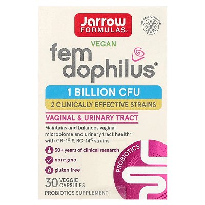 Probiótico Fem-Dophilus 1 bilhão de Unidades Formadoras de Colônias 30 cápsulas Jarrow Formulas