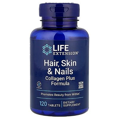 Hair, Skin e Nails, cabelo, pele e unhas 120 Comprimidos Life Extension