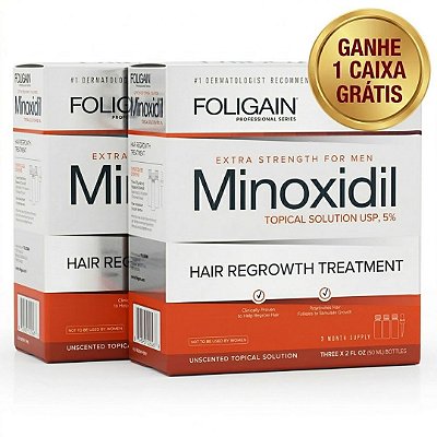 2x Foligain Minoxidil 5% Tratamento Capilar Masculino 6 Meses – 360ml