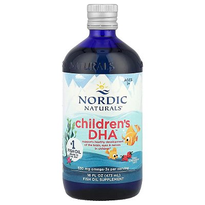 Childrens DHA, Morango, Idades 1 a 6, 530 mg, 473 ml Nordic Naturals