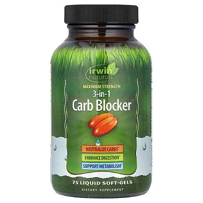 Carb Blocker 3 em 1, Bloqueador de Carboidratos, 75 Cápsulas Irwin Naturals