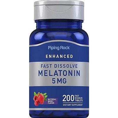 Melatonina 5mg 200 Comprimidos Sublingual Frutas Vermelhas PipingRock