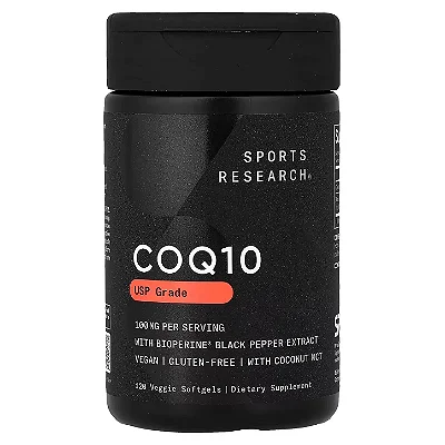 Coenzima Q10 100mg, 120 Cápsulas Vegano Importado, Sports Research