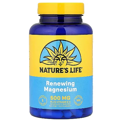 Magnésio 500mg com Vitamina B6, 100 Cápsulas, Citrato Malato e Óxido - Nature's Life