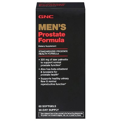 Men's Prostate Formula 60 Softgels, Saw Palmetto 320mg com Zinco e Licopeno - GNC