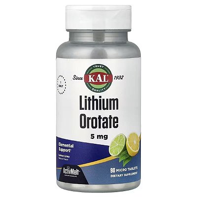 Orotato de Lítio 5mg, 90 Micro Tabletes ActivMelt, Sublingual Lima Limão Kal