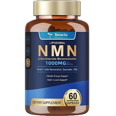 NMN Lipossomal 1000mg 14 em 1, 60 Cápsulas, Resveratrol e CoQ10 - Totaria Health