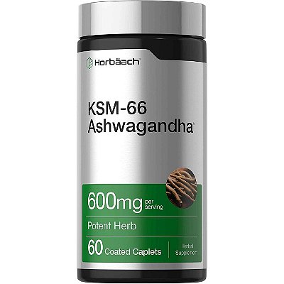 Ashwagandha KSM-66 600mg com L-Teanina 200mg, 60 Caplets Horbaach