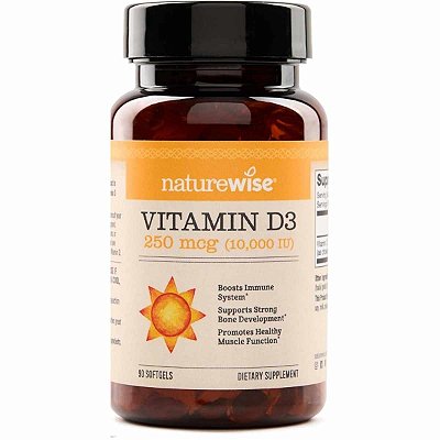 Vitamina D3 250mcg 10.000 UI, 60 Mini Softgels NatureWis
