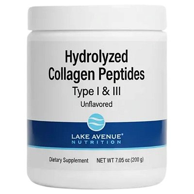 Peptídeos de Colágeno Hidrolisado Tipos I e III, 460g Sem Sabor - Lake Avenue Nutrition